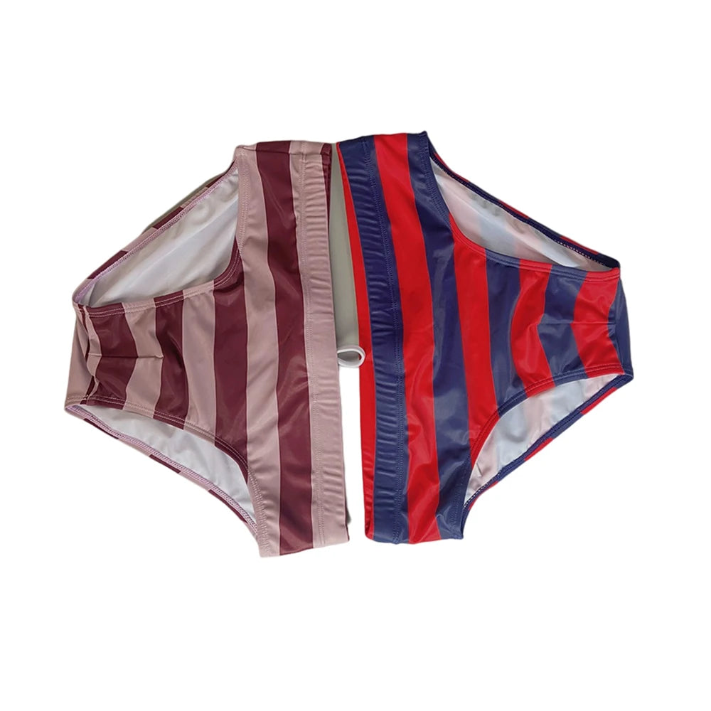Red Rum Stripe Swim Brief — Low-Rise, Pouch Lift