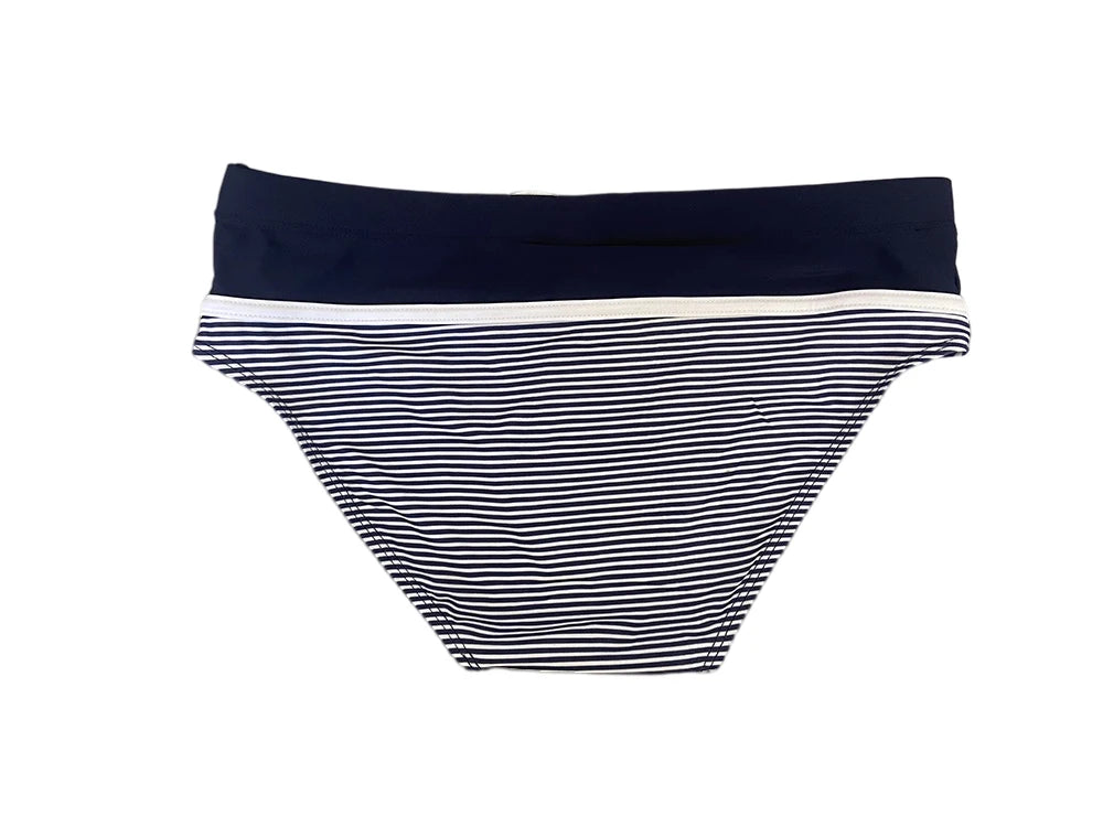 Regatta Stripe Swim Brief — Low-Rise Nautical Stripe, Pouch Lift