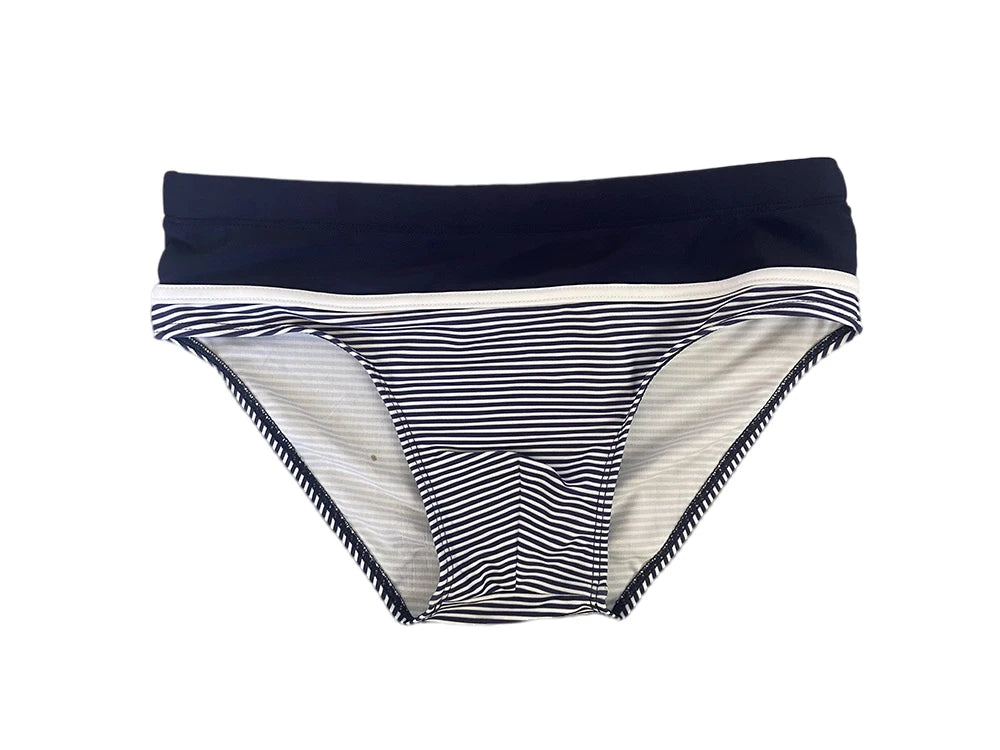Regatta Stripe Swim Brief — Low-Rise Nautical Stripe, Pouch Lift