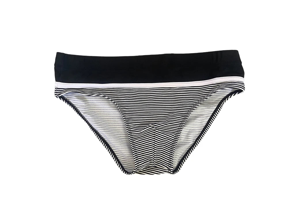 Regatta Stripe Swim Brief — Low-Rise Nautical Stripe, Pouch Lift